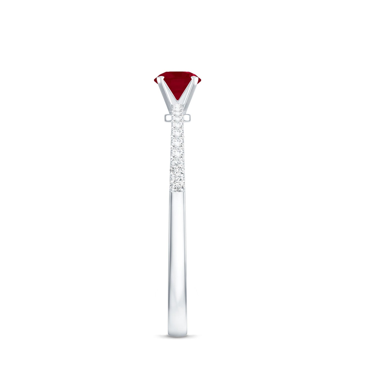 Natural 0.6 Carat Ruby Promise Ring with Diamond