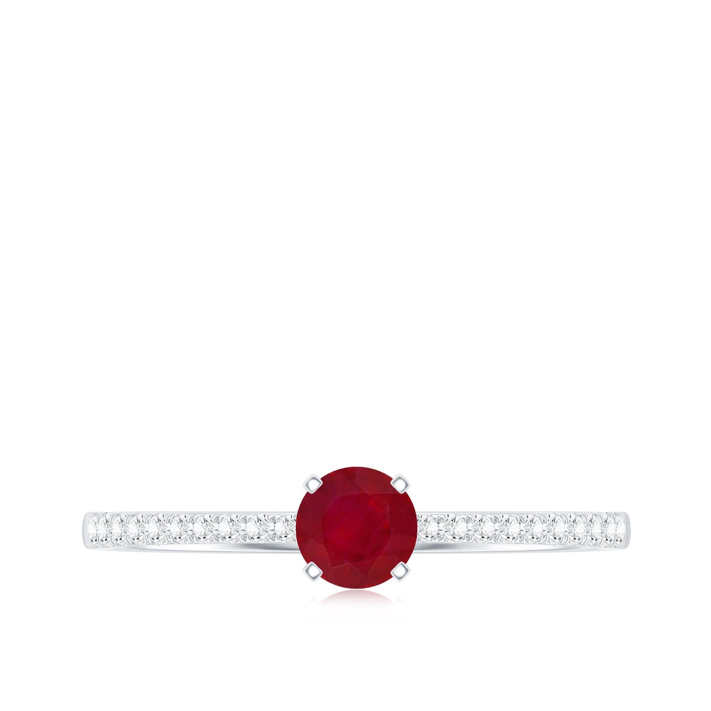 Natural 0.6 Carat Ruby Promise Ring with Diamond