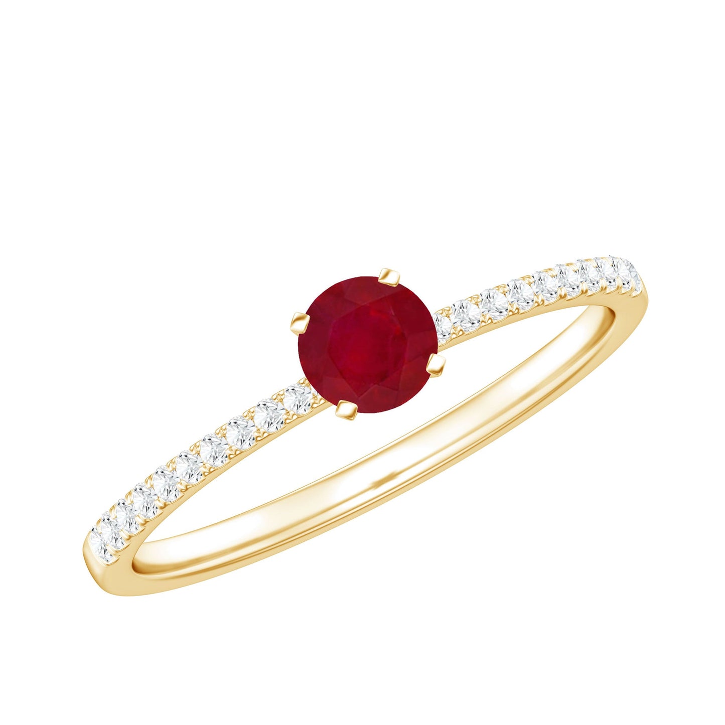 Natural 0.6 Carat Ruby Promise Ring with Diamond