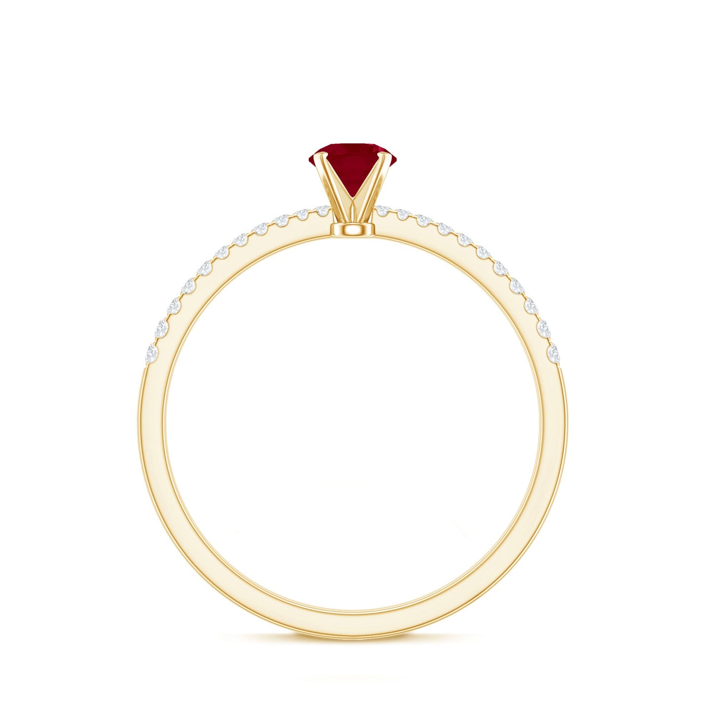Natural 0.6 Carat Ruby Promise Ring with Diamond