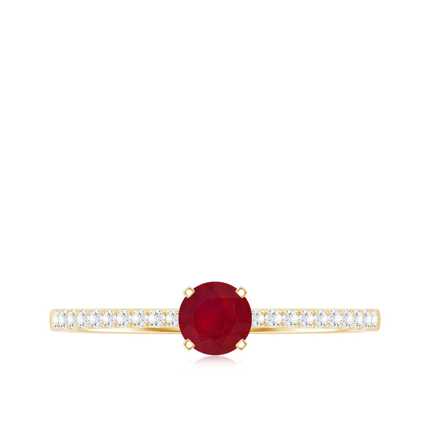 Natural 0.6 Carat Ruby Promise Ring with Diamond