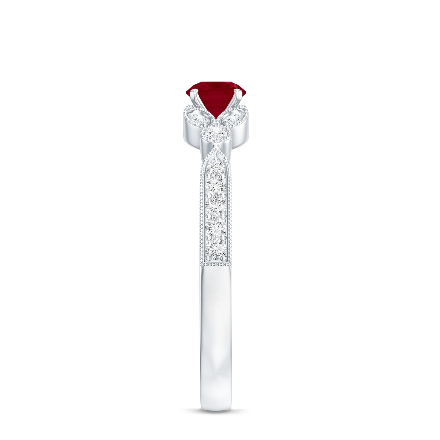 Vintage Style 0.6 Carat Ruby Diamond Engagement Ring for Women