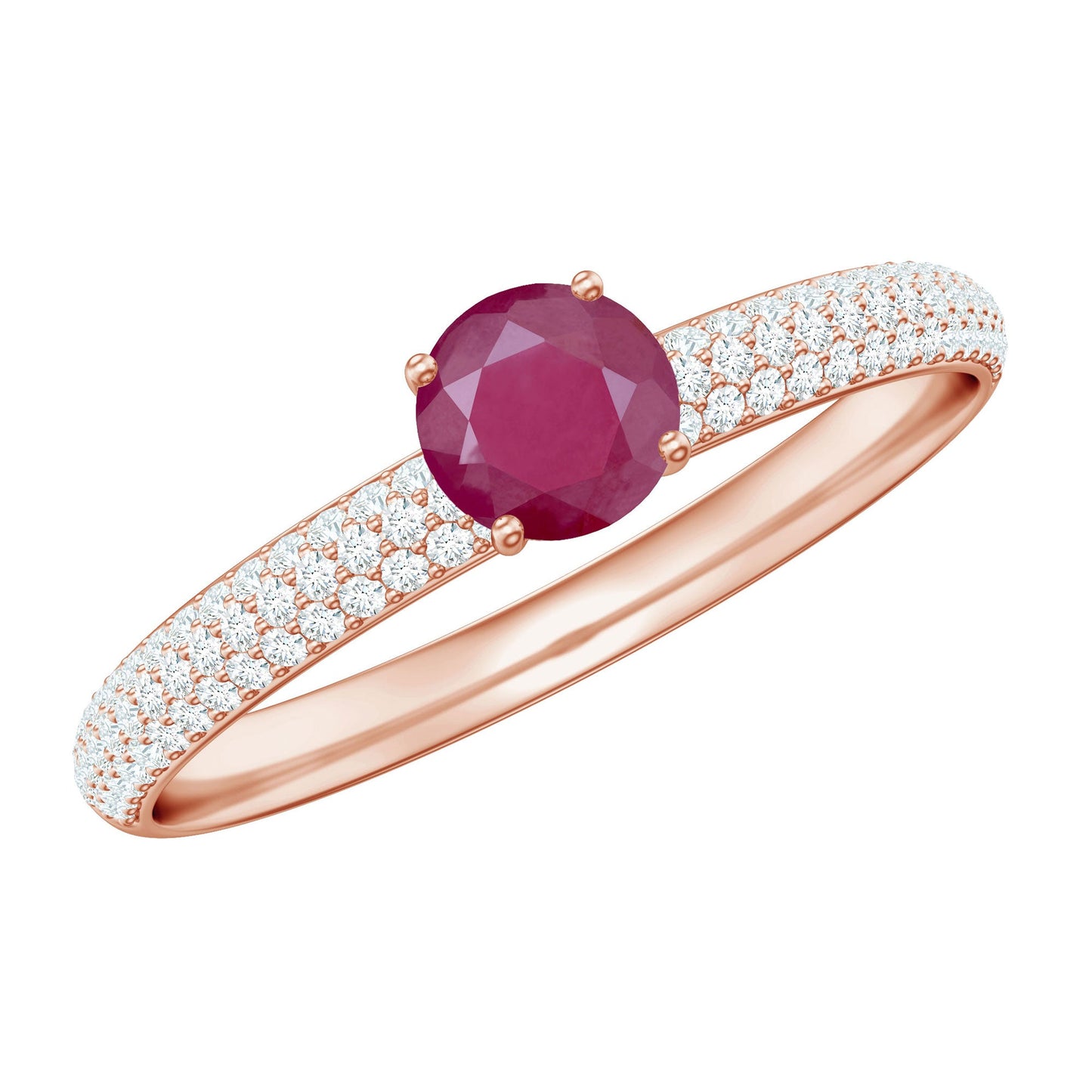 Natural Ruby Diamond Engagement Ring for Women