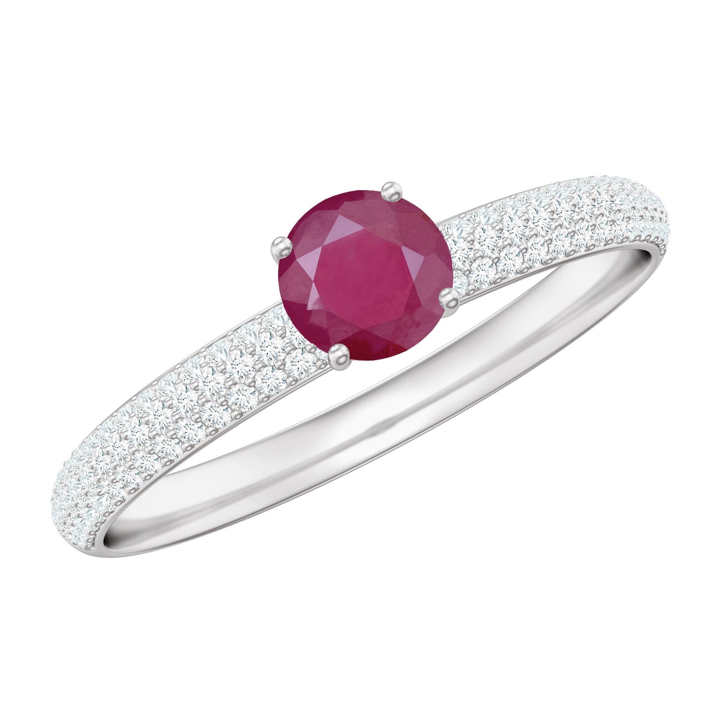 Natural Ruby Diamond Engagement Ring for Women