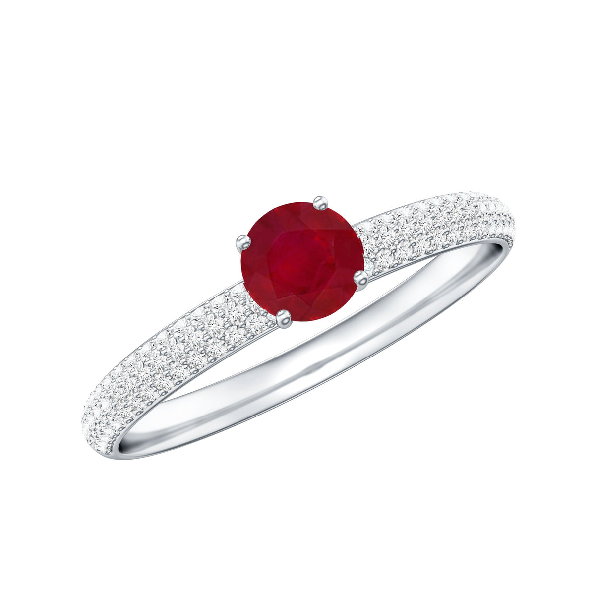 Natural Ruby Diamond Engagement Ring for Women