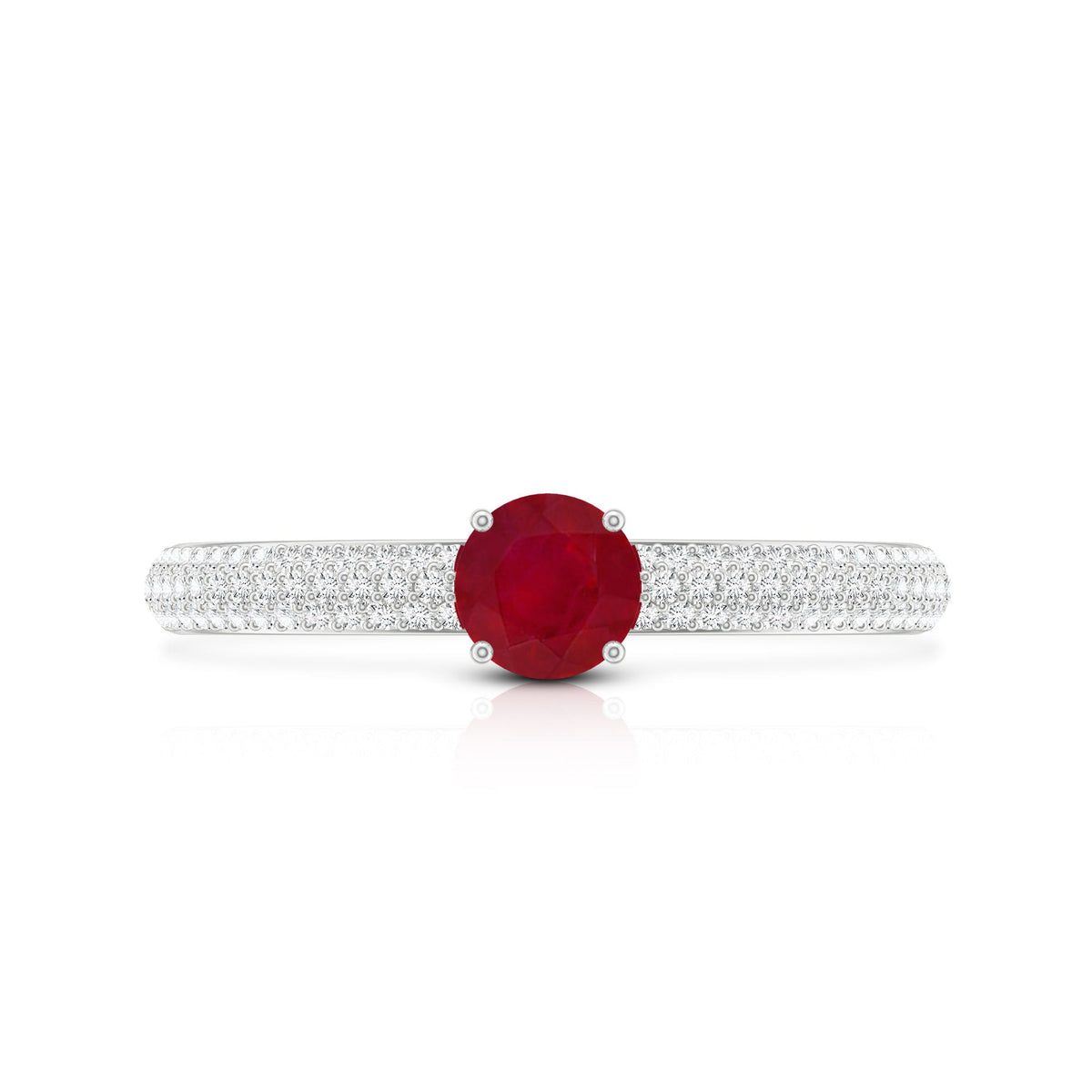 Natural Ruby Diamond Engagement Ring for Women