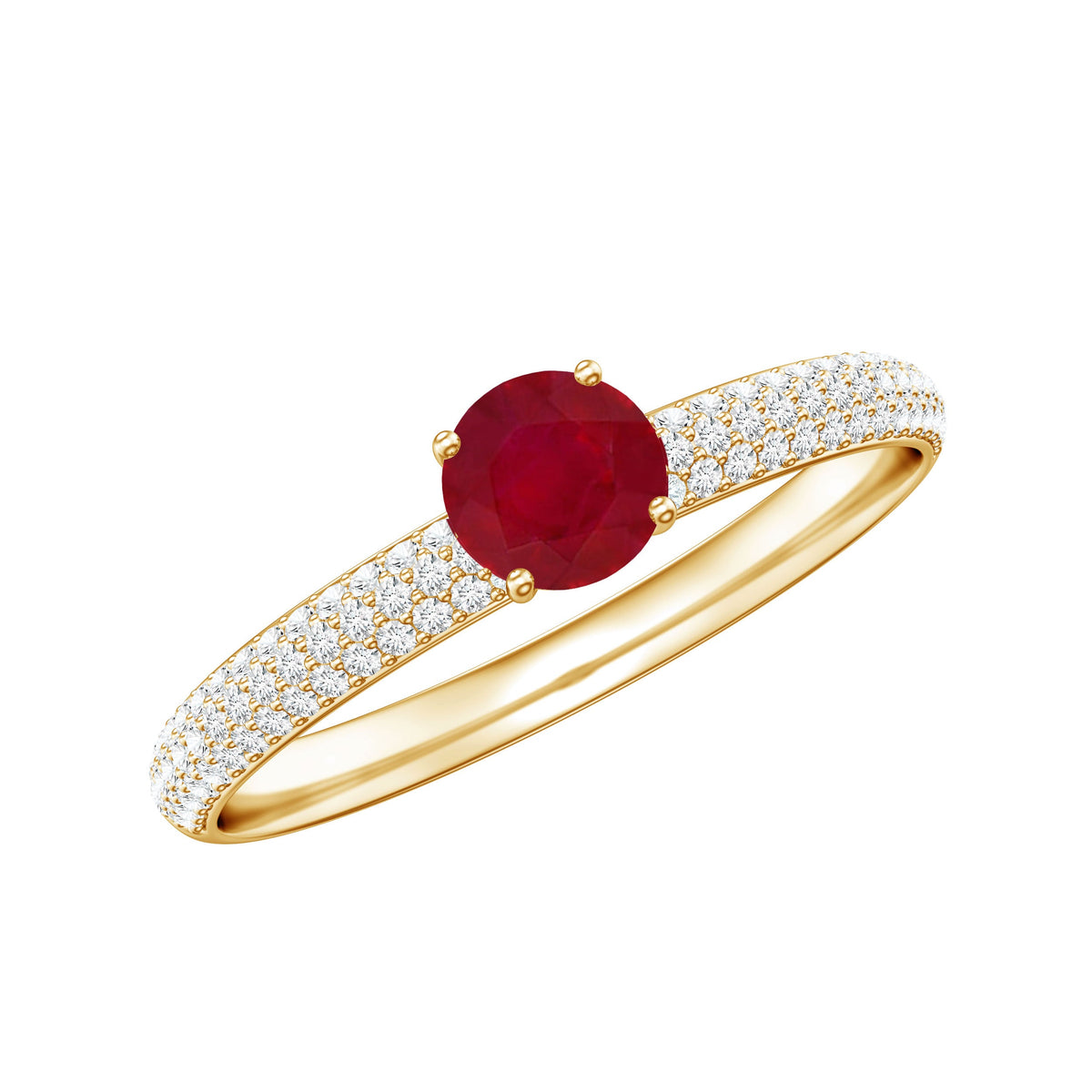 Natural Ruby Diamond Engagement Ring for Women