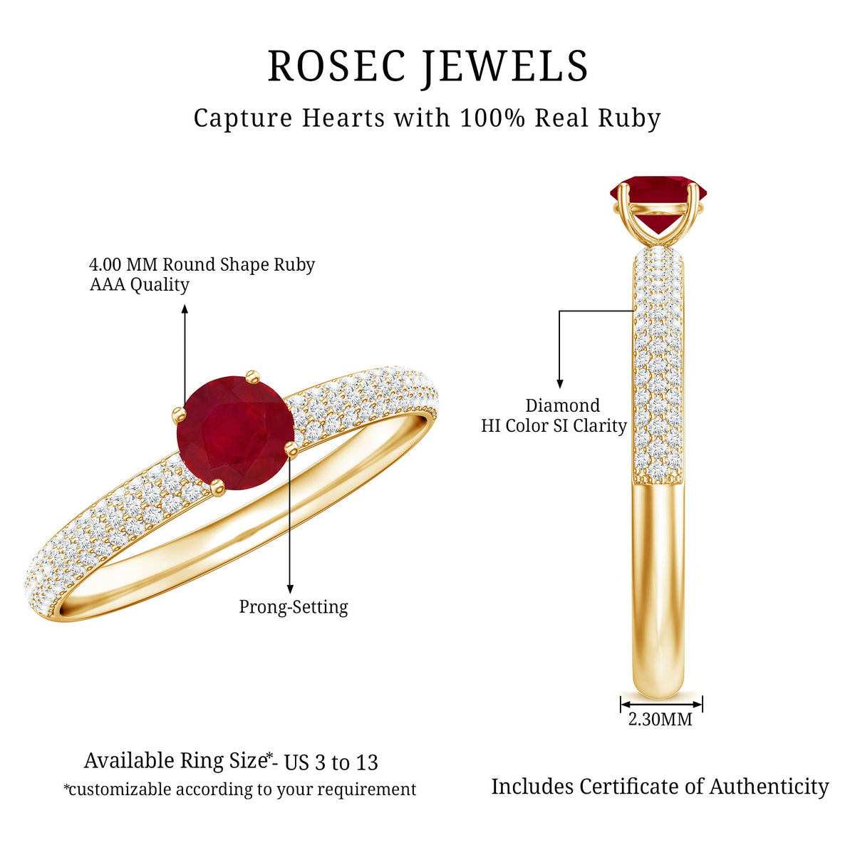 Natural Ruby Diamond Engagement Ring for Women