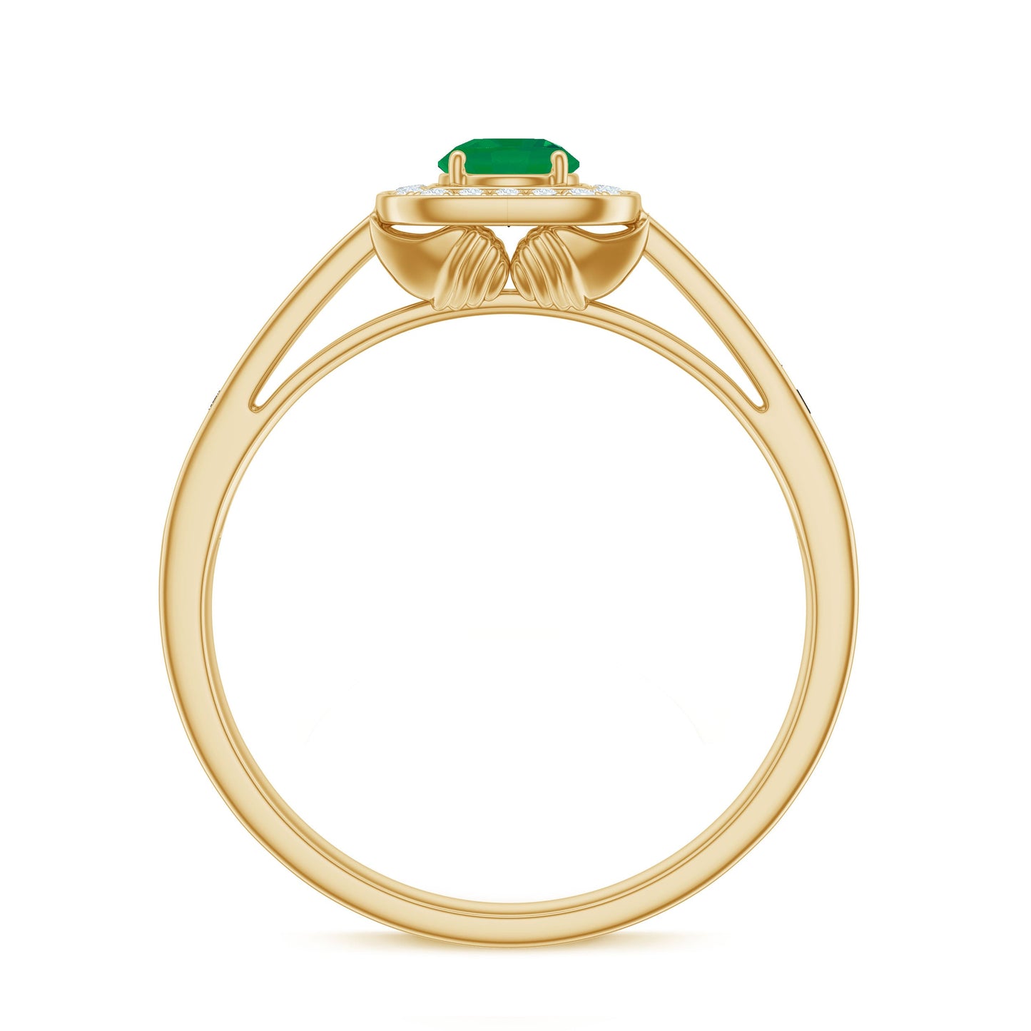 Real Half Carat Emerald Engagement Ring with Diamond Halo