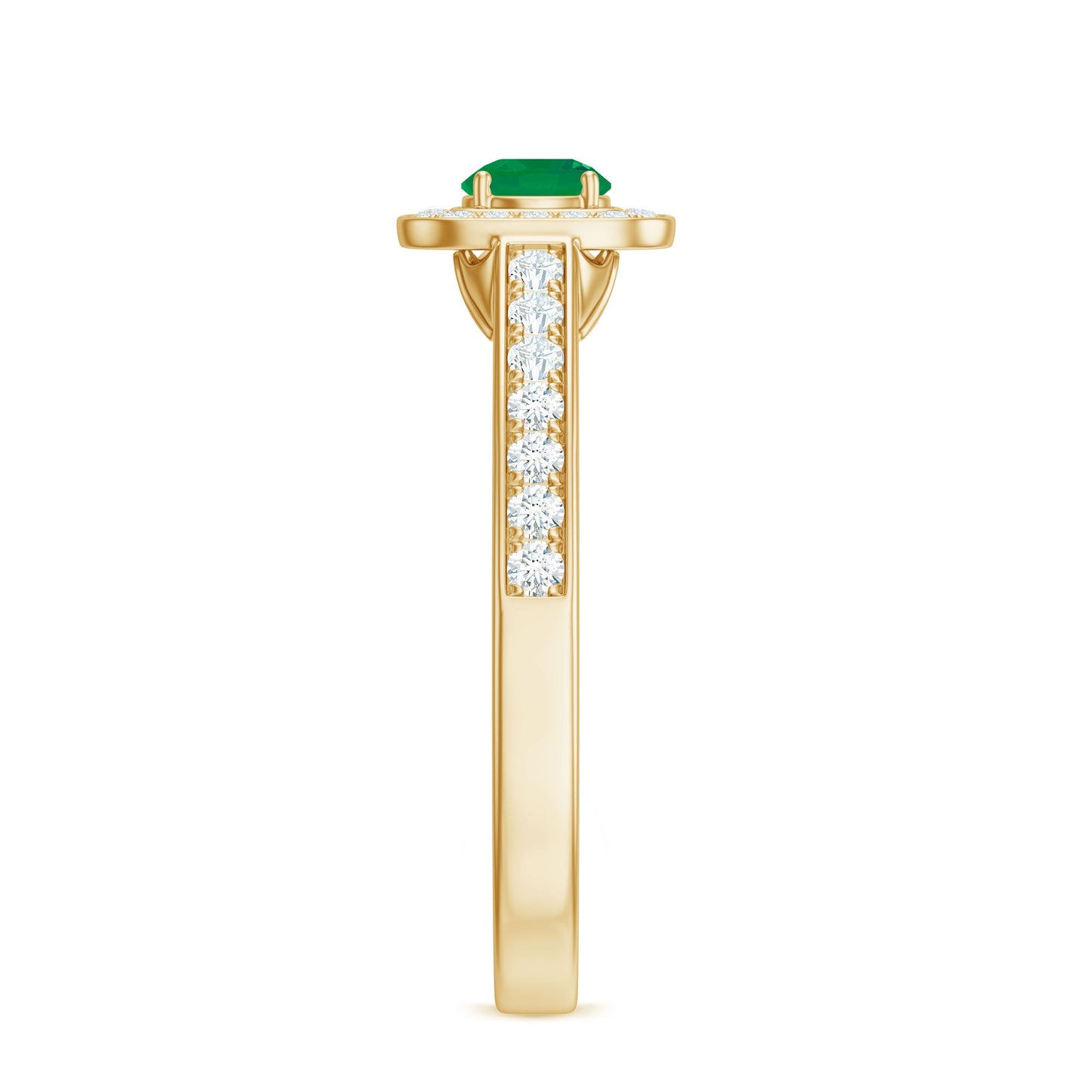 Real Half Carat Emerald Engagement Ring with Diamond Halo