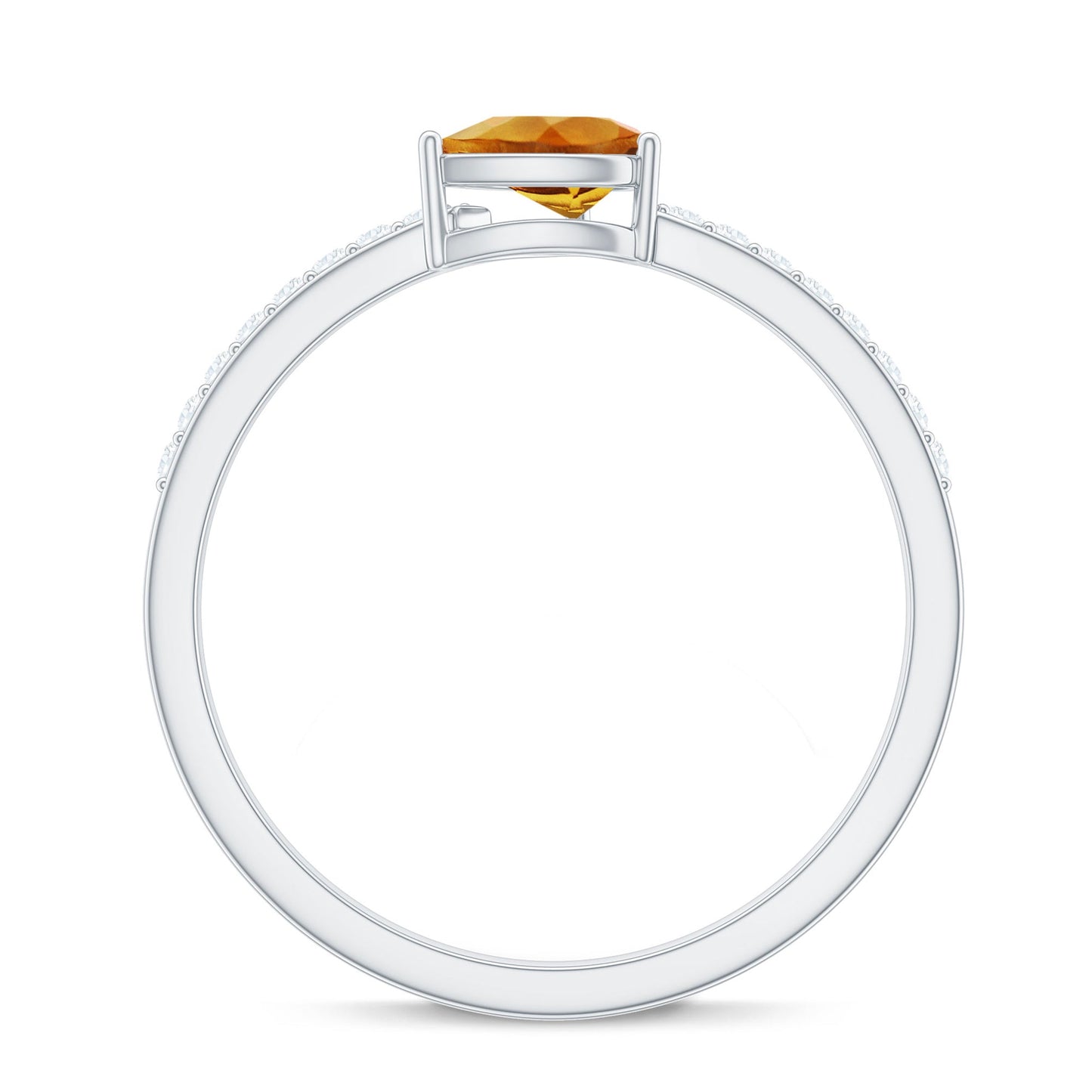 Natural Pear Shape Citrine Engagement Ring with Diamond