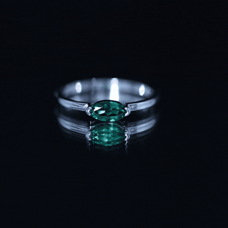 4X8 MM Marquise Lab Grown Emerald East West Promise Ring