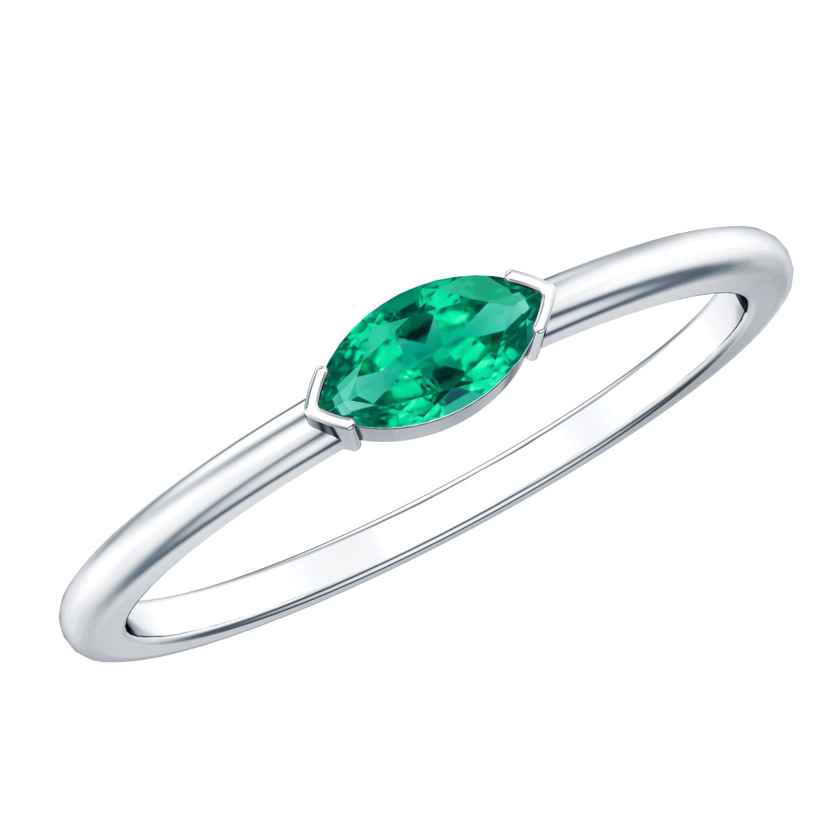 4X8 MM Marquise Lab Grown Emerald East West Promise Ring