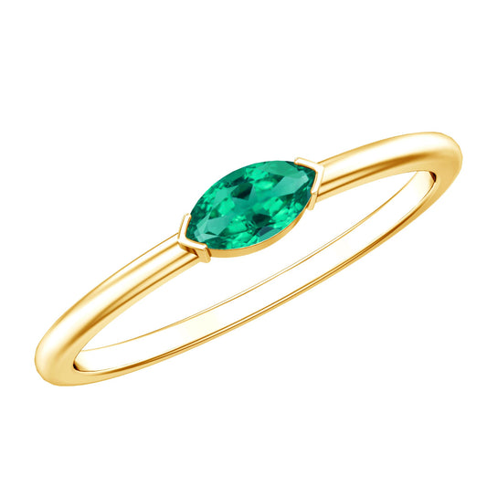 4X8 MM Marquise Lab Grown Emerald East West Promise Ring