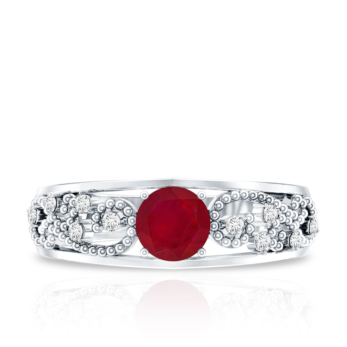 Natural 0.6 Carat Ruby Vintage Looking Engagement Ring with Diamond