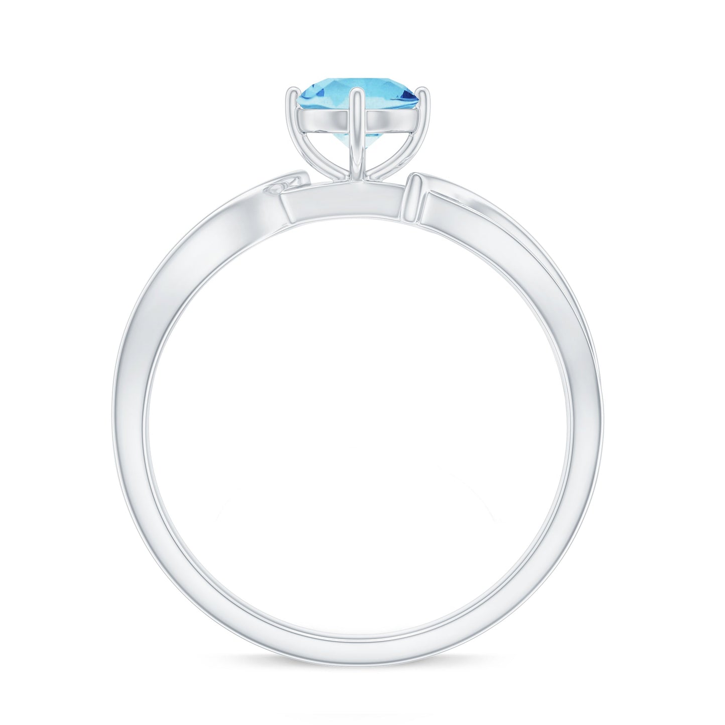 Real 0.8 Ct Aquamarine and Diamond Infinity Engagement Ring