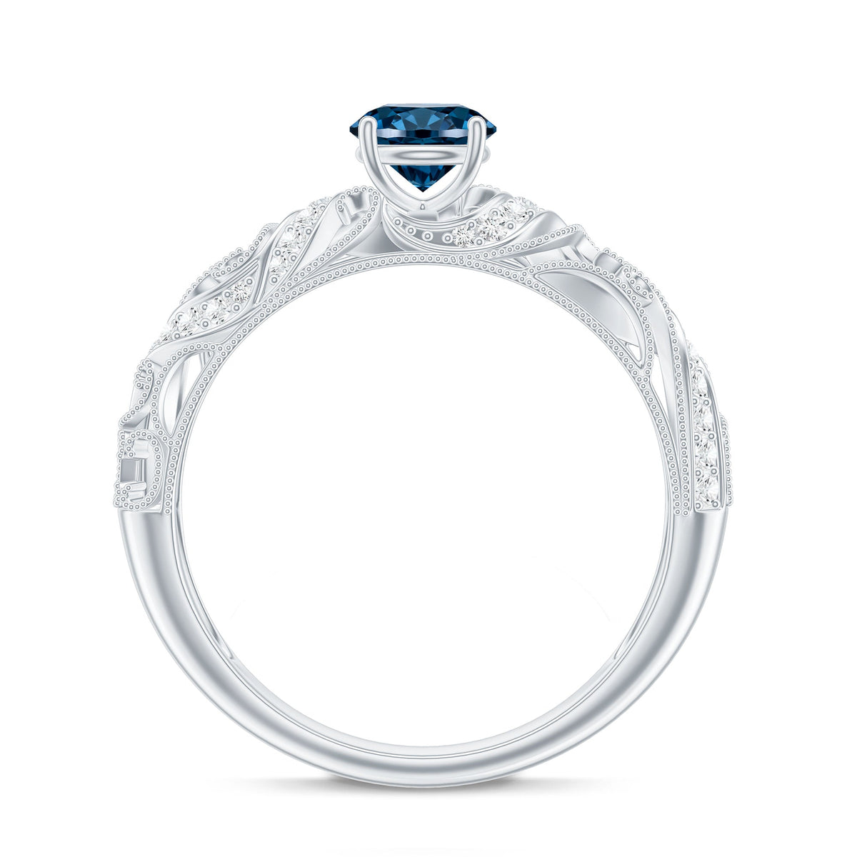 Vintage London Blue Topaz and Diamond Engagement Ring