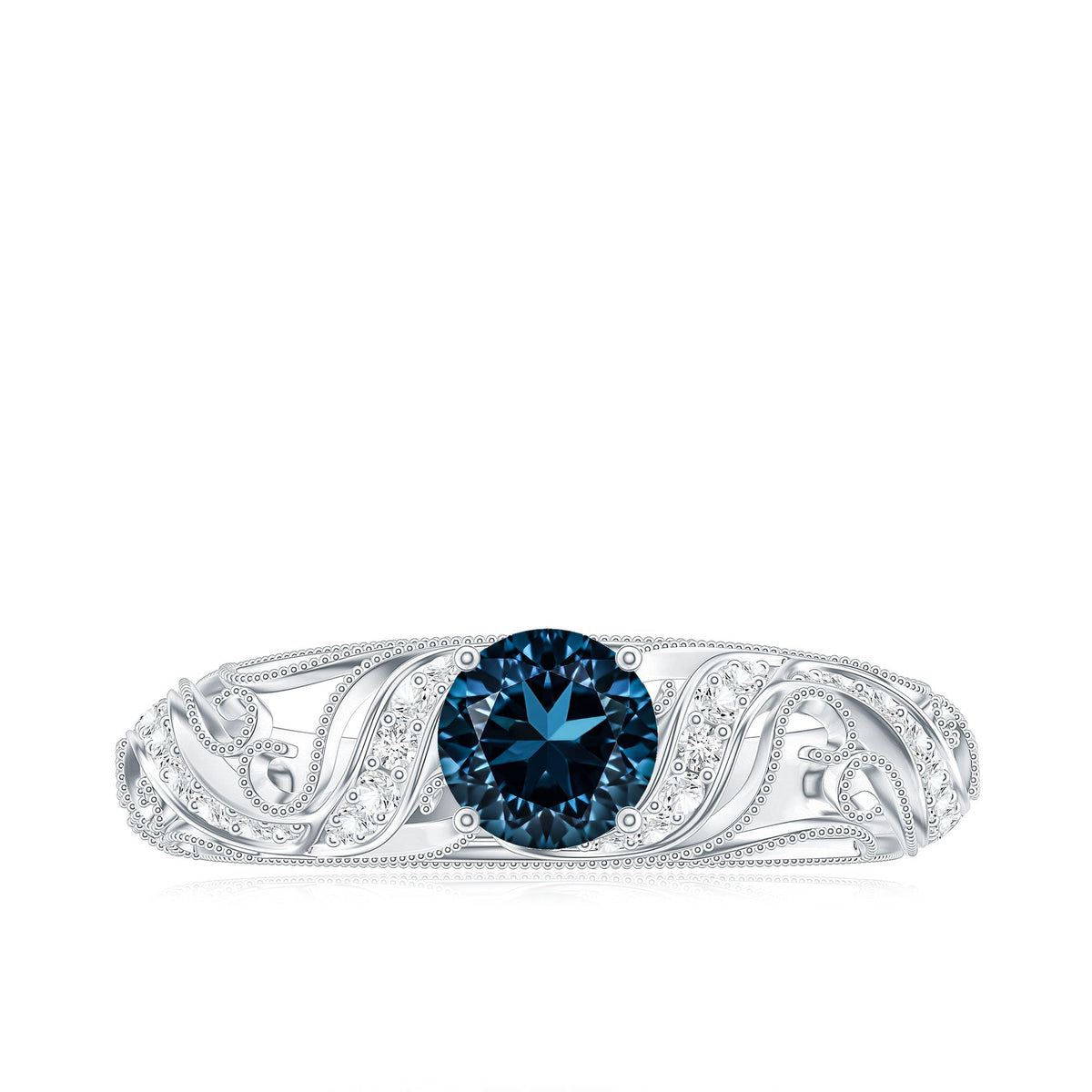 Vintage London Blue Topaz and Diamond Engagement Ring