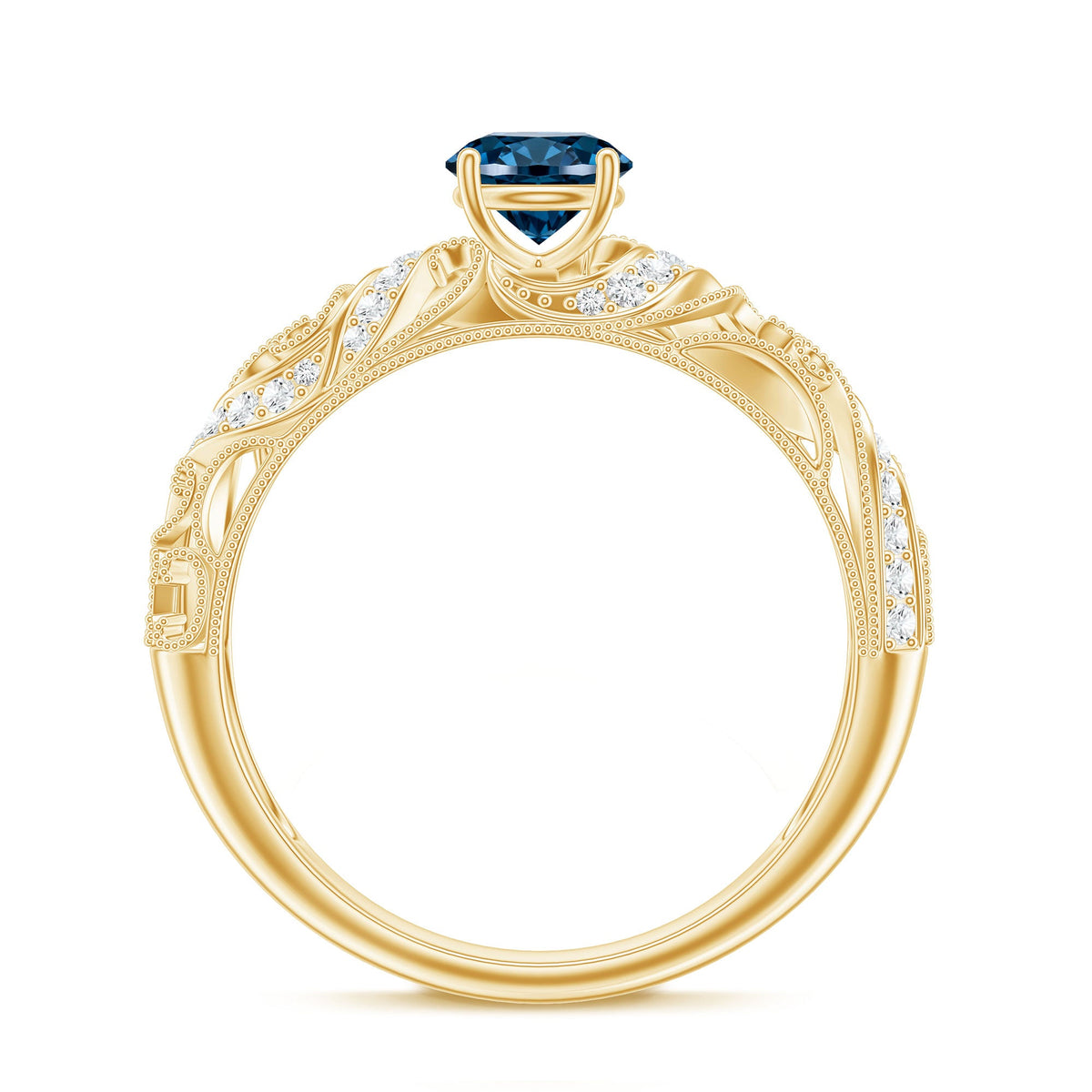 Vintage London Blue Topaz and Diamond Engagement Ring