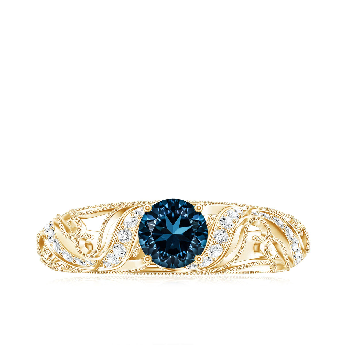 Vintage London Blue Topaz and Diamond Engagement Ring
