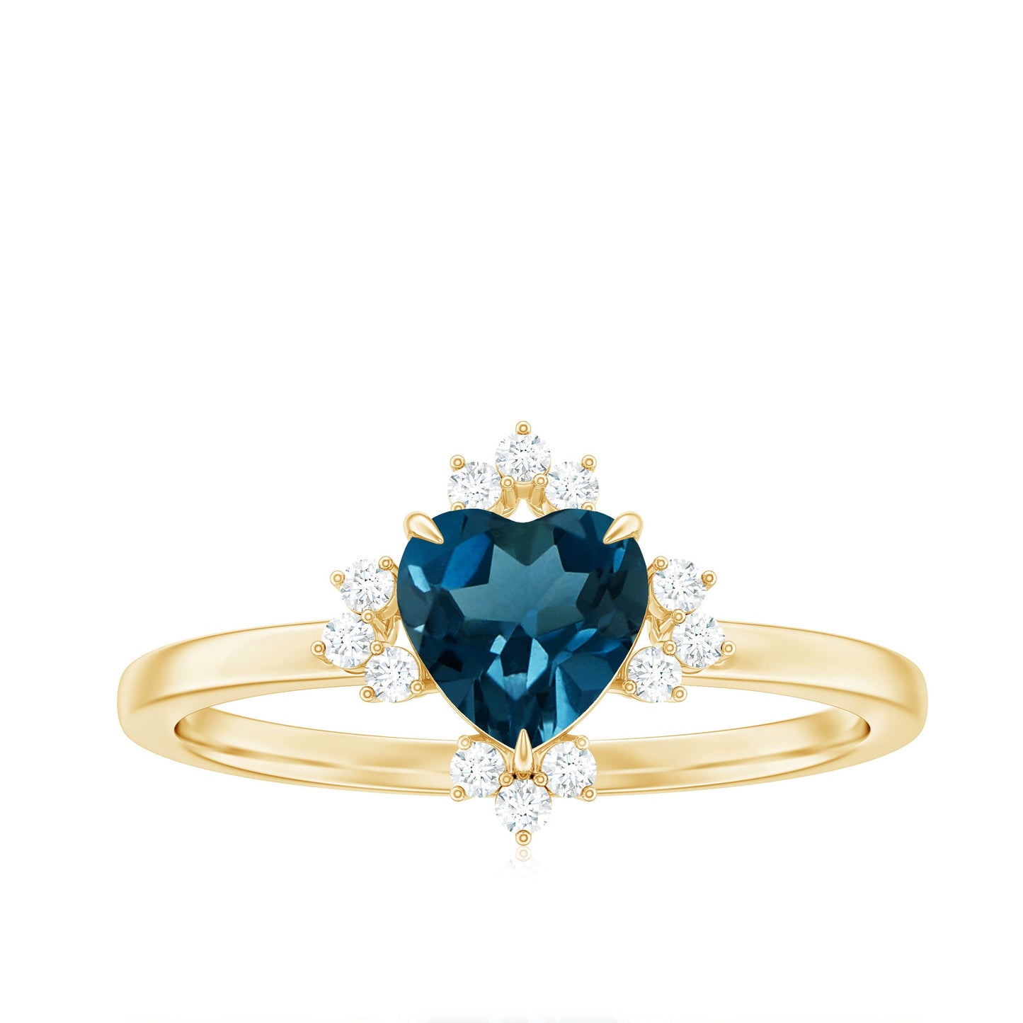 2 Carat Heart London Blue Topaz Engagement Ring with Diamond