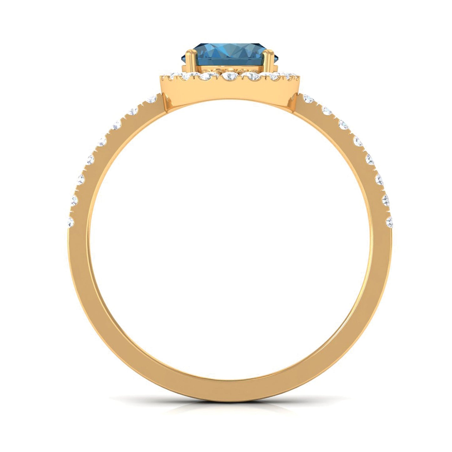 1 Carat Oval Cut London Blue Topaz Classic Engagement Ring with Diamond Halo