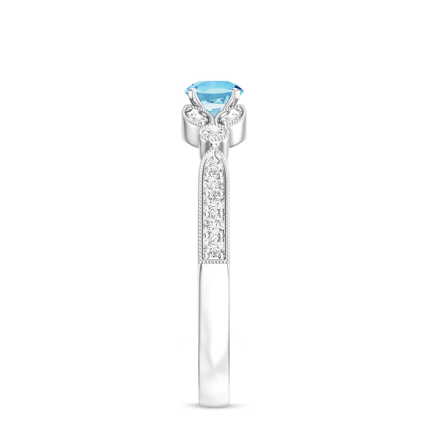 Natural Aquamarine Diamond Engagement Ring With Certificate