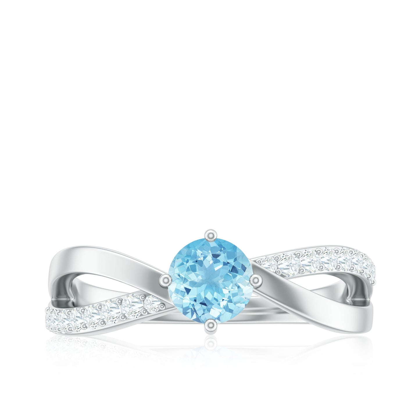 Genuine Aquamarine Engagement Ring with Diamond Infinity Shank
