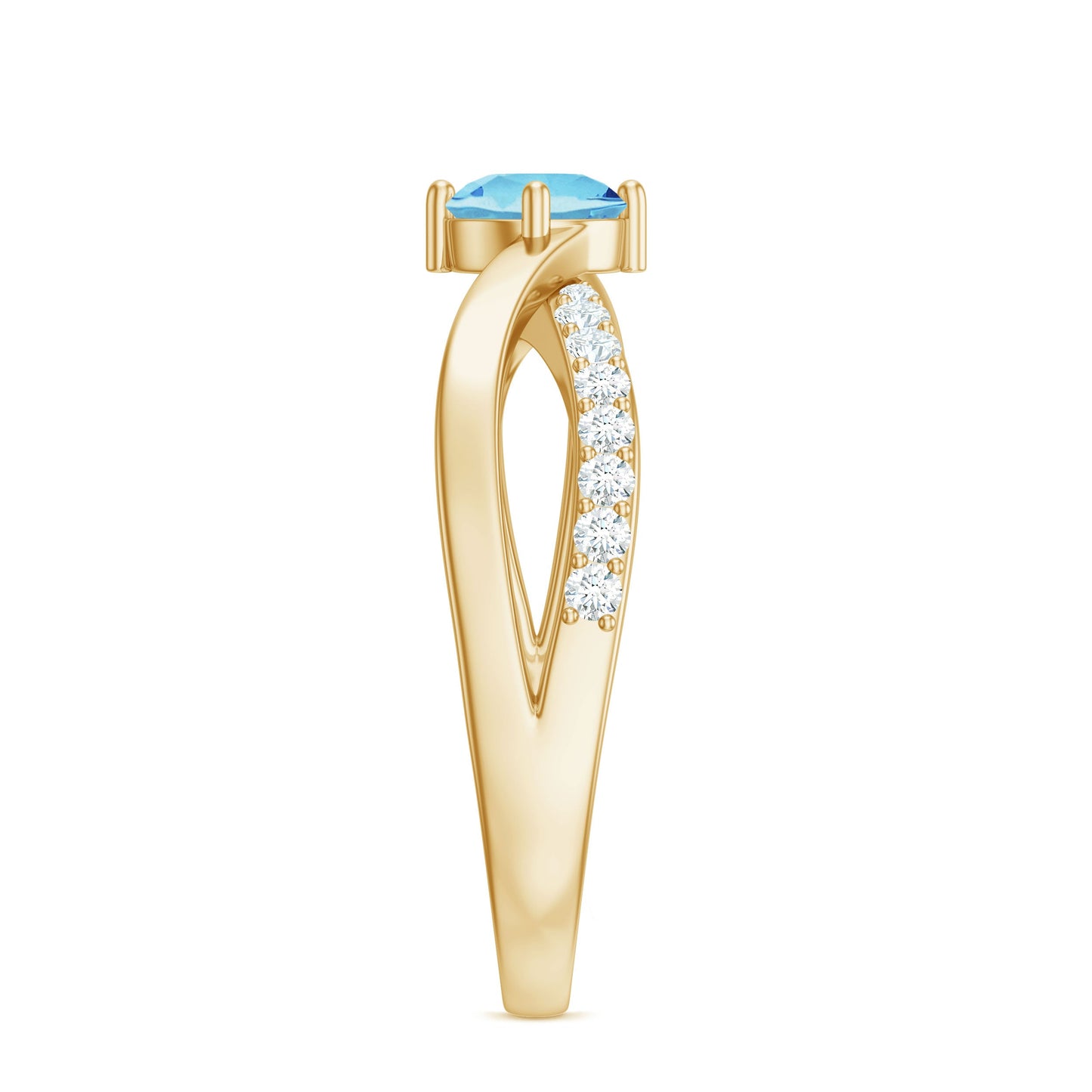 Genuine Aquamarine Engagement Ring with Diamond Infinity Shank