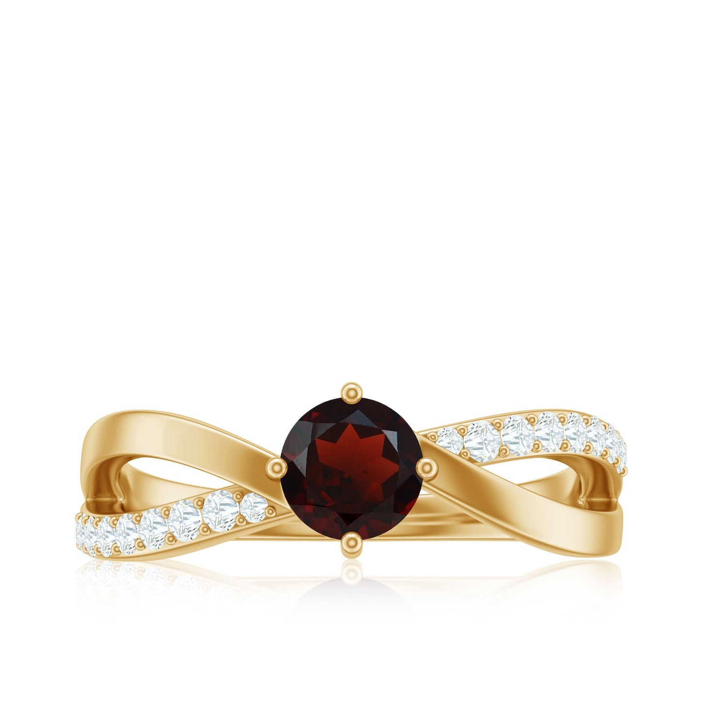 Natural Garnet Engagement Ring with Diamond Infinity Shank