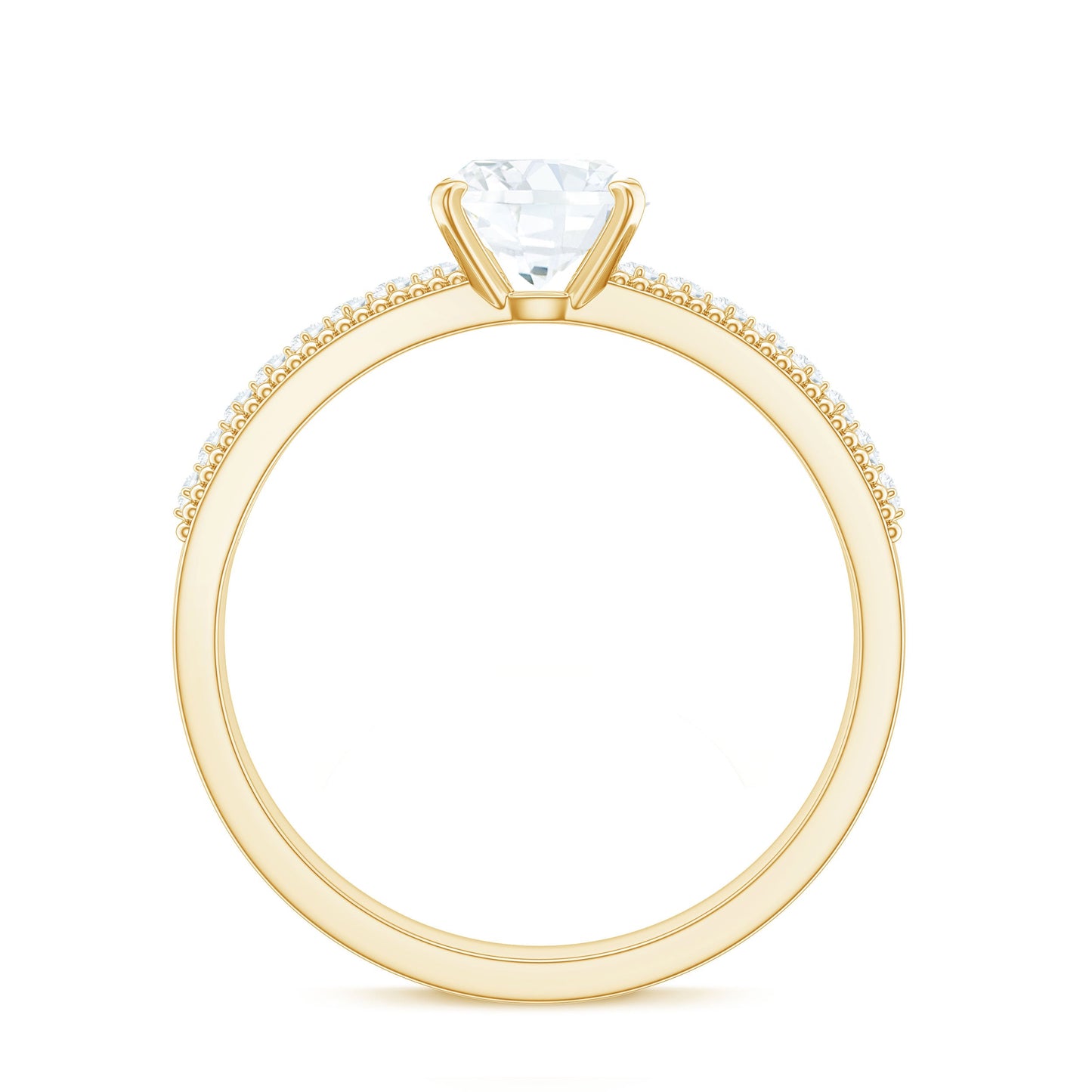 1.7 Carat Cushion Cut Moissanite Solitaire Engagement Ring with Beaded Details