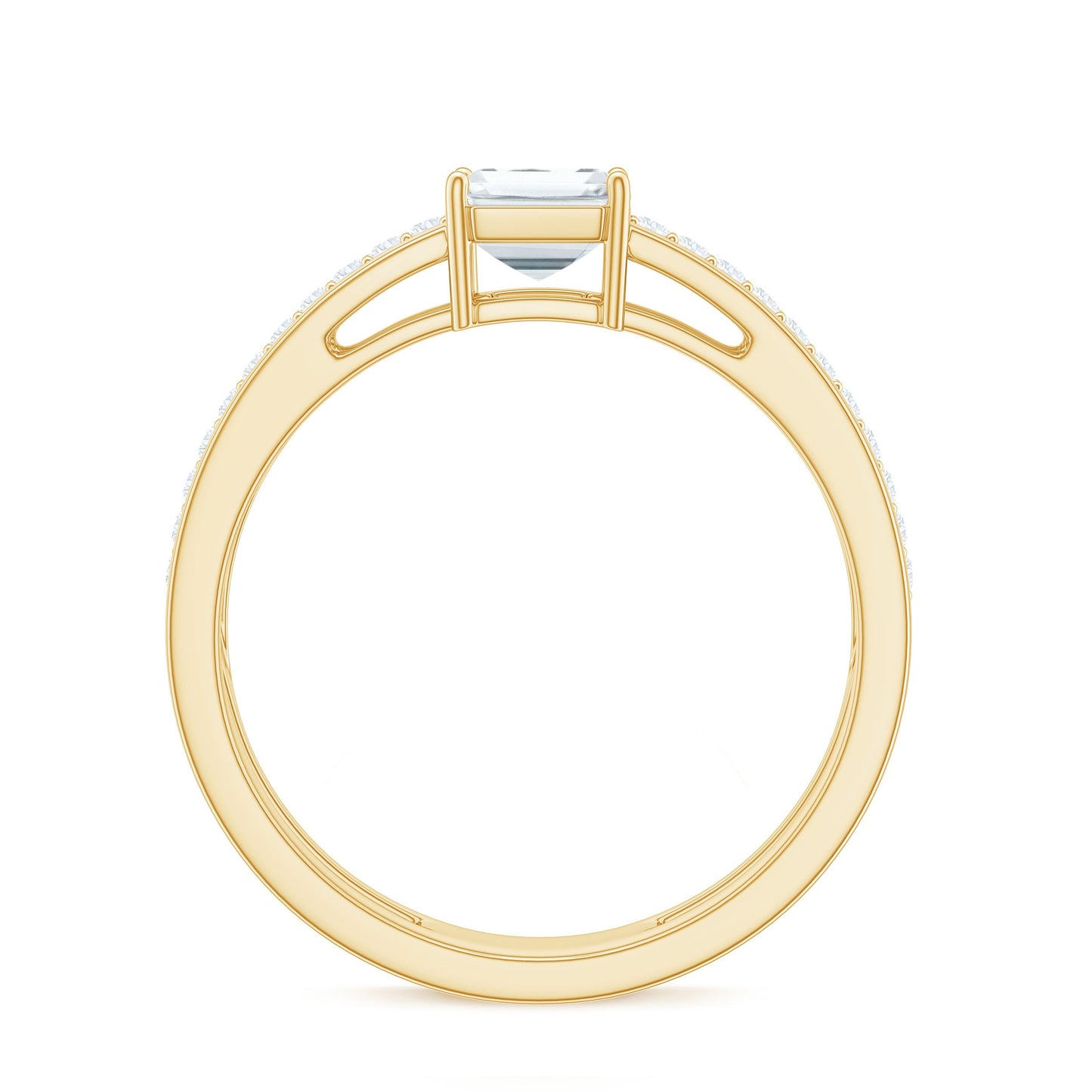 1.8 Carat Emerald Cut Moissanite Double Band Engagement Ring