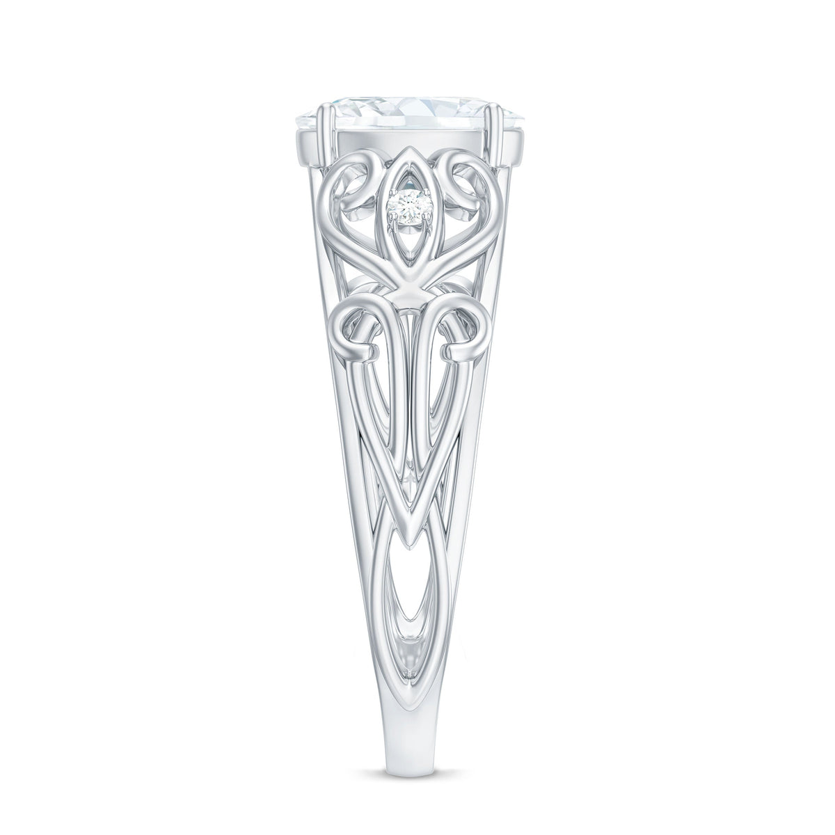 1.2 Carat Oval Cut Vintage Inspired Moissanite Filigree Engagement Ring