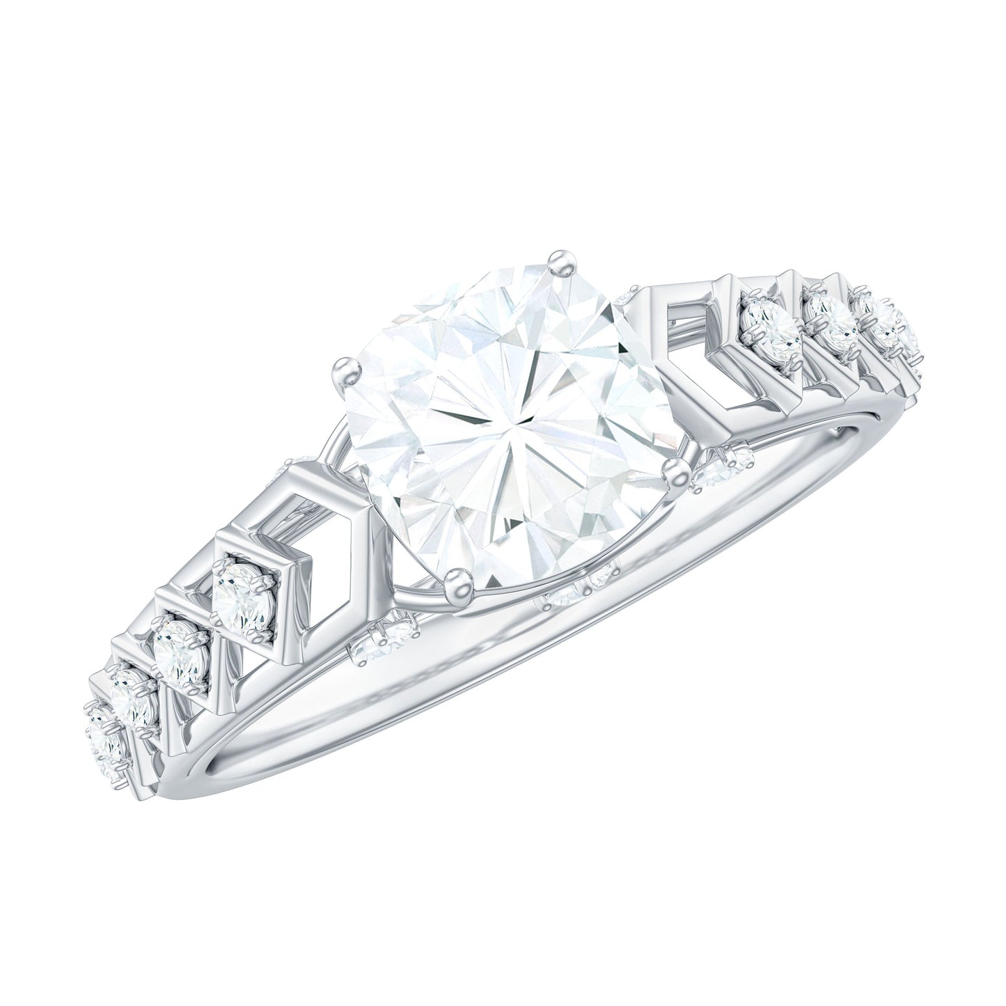 1.7 Carat Cushion Cut Certified Moissanite Solitaire Engagement Ring