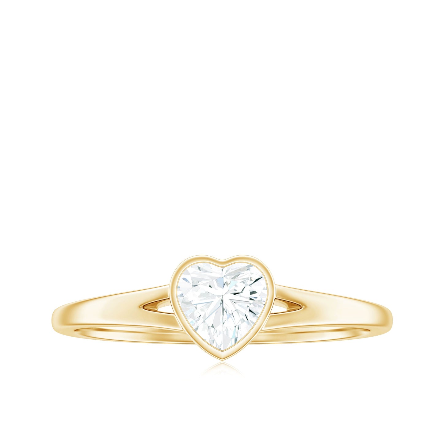 0.5 Carat Heart Shape Moissanite Solitaire Ring with Split Shank