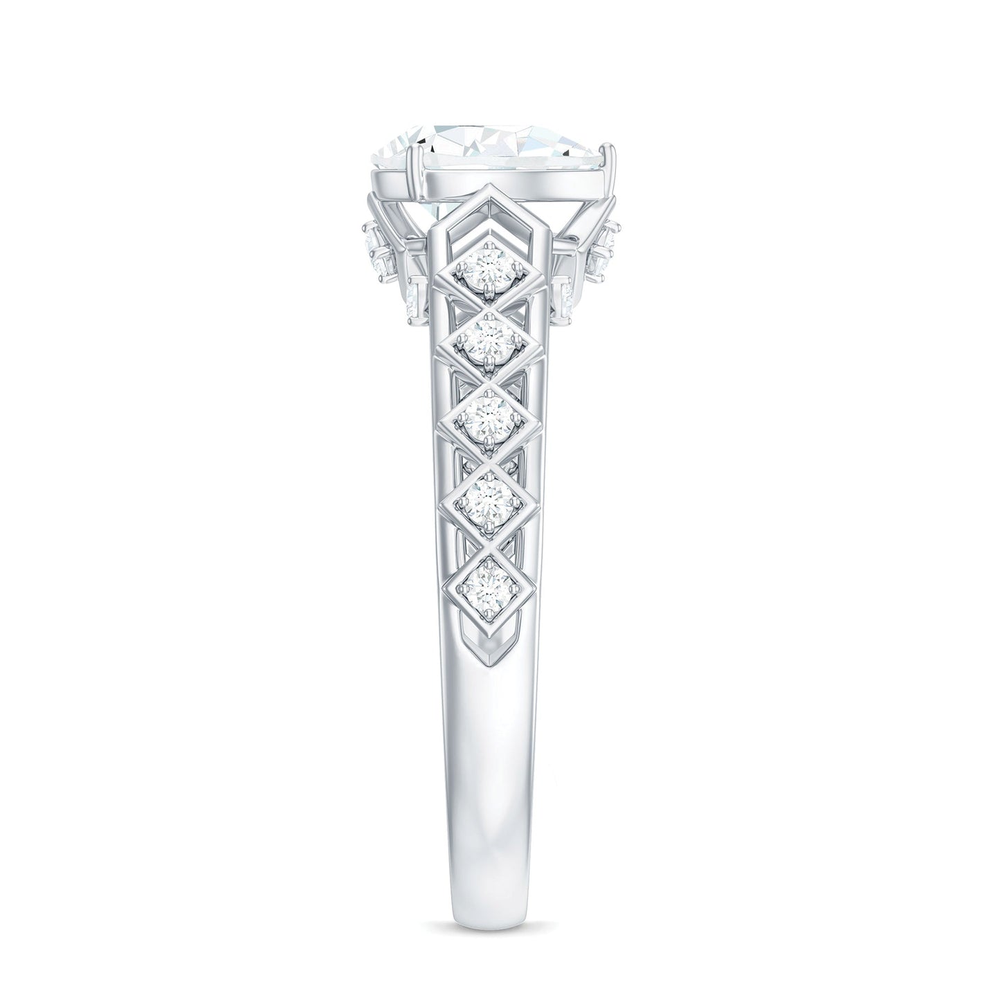 Art Deco Inspired Brilliant Cut Moissanite Solitaire Engagement Ring
