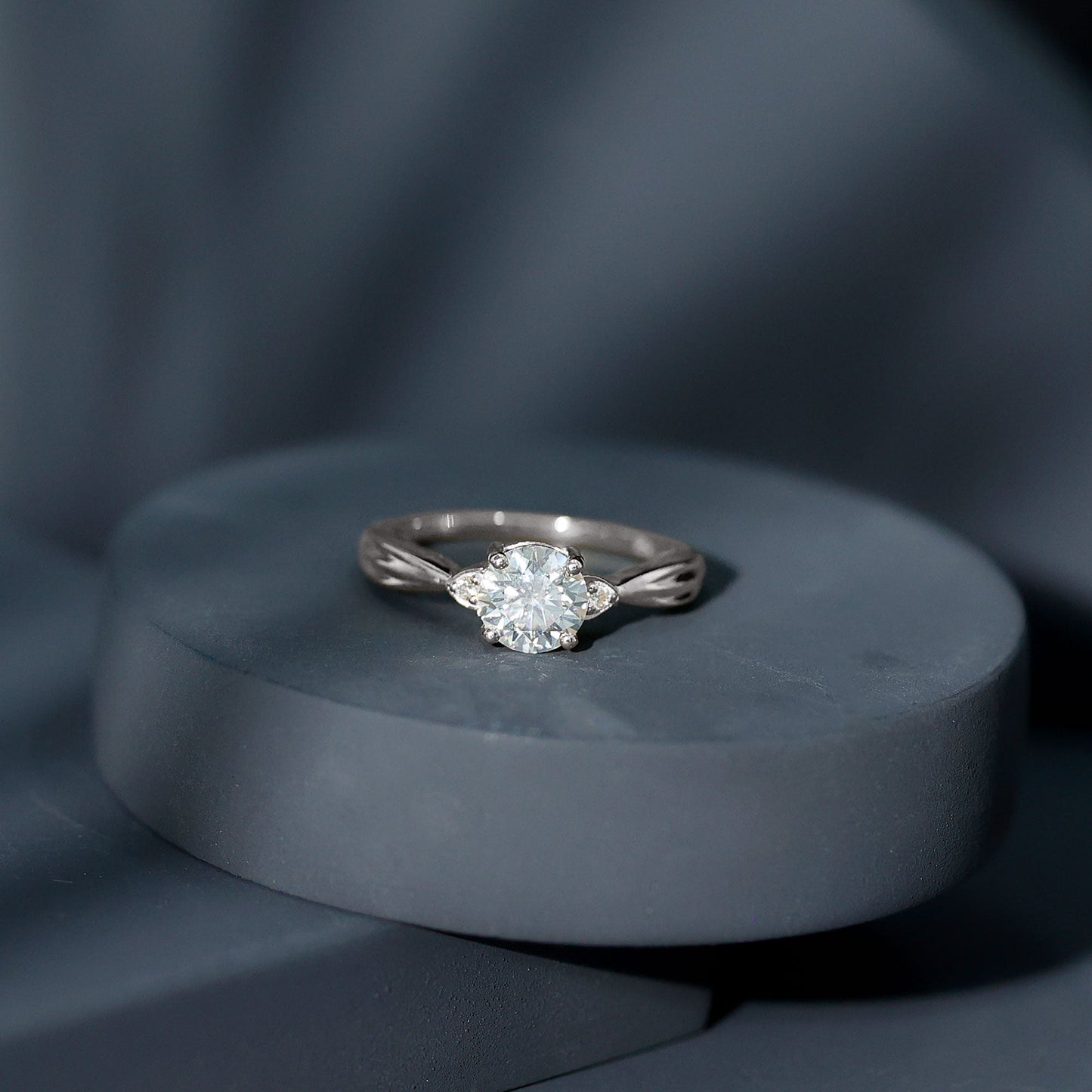 Round Moissanite Solitaire Engagement Ring for Her