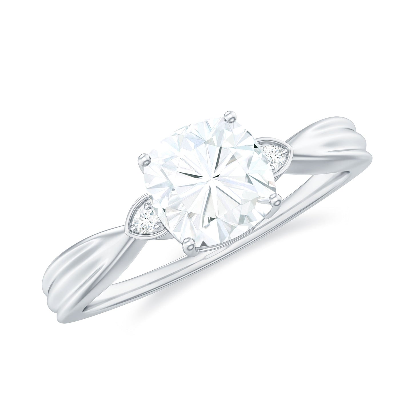 Brilliant Cut 1.7 Carat Moissanite Cushion Engagement Ring