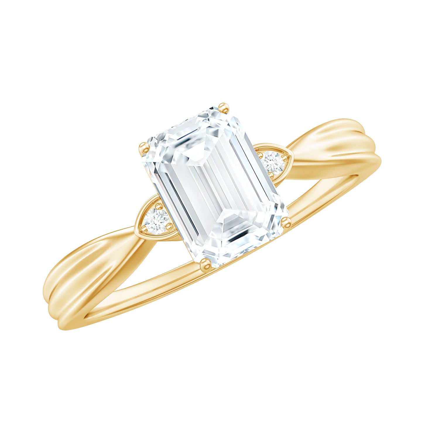 1.8 Carat Emerald Cut Certified Moissanite Engagement Ring for Women