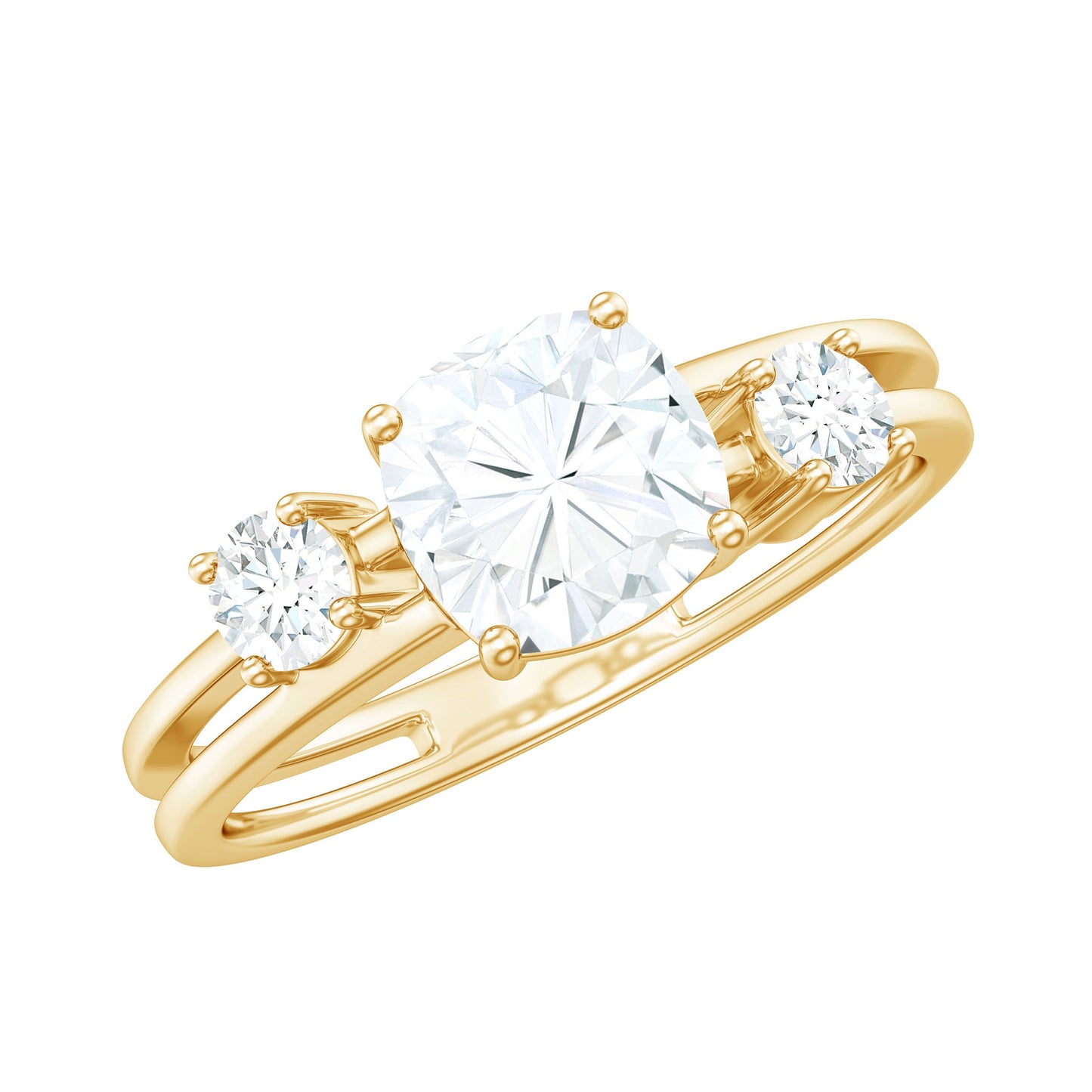 Certified Moissanite Solitaire Double Band Engagement Ring