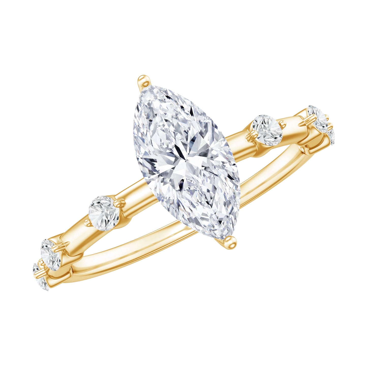 Large Marquise Cut Moissanite Solitaire Engagement Ring