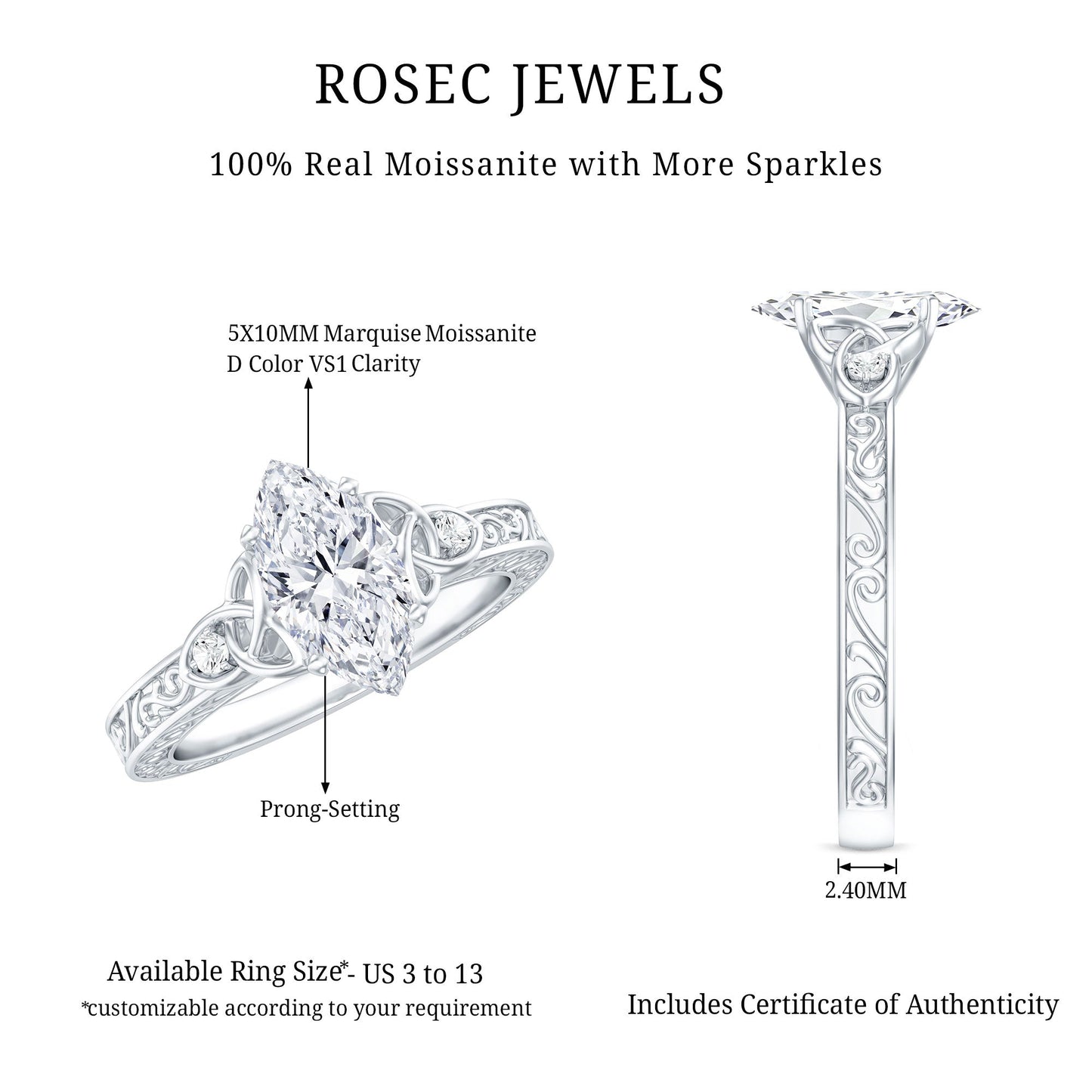 Antique Style Moissanite Celtic Knot Engagement Ring
