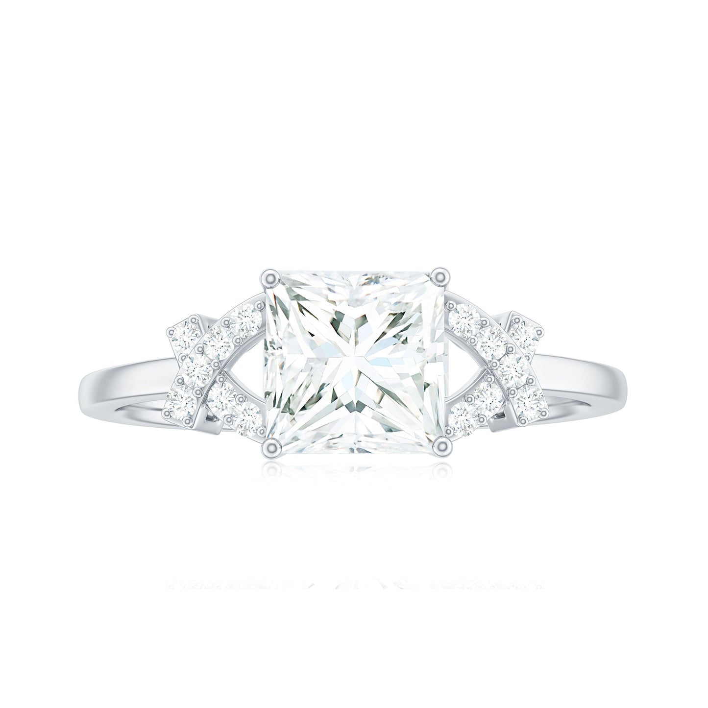 1.2 Carat Princess Cut Moissanite Solitaire Engagement Ring