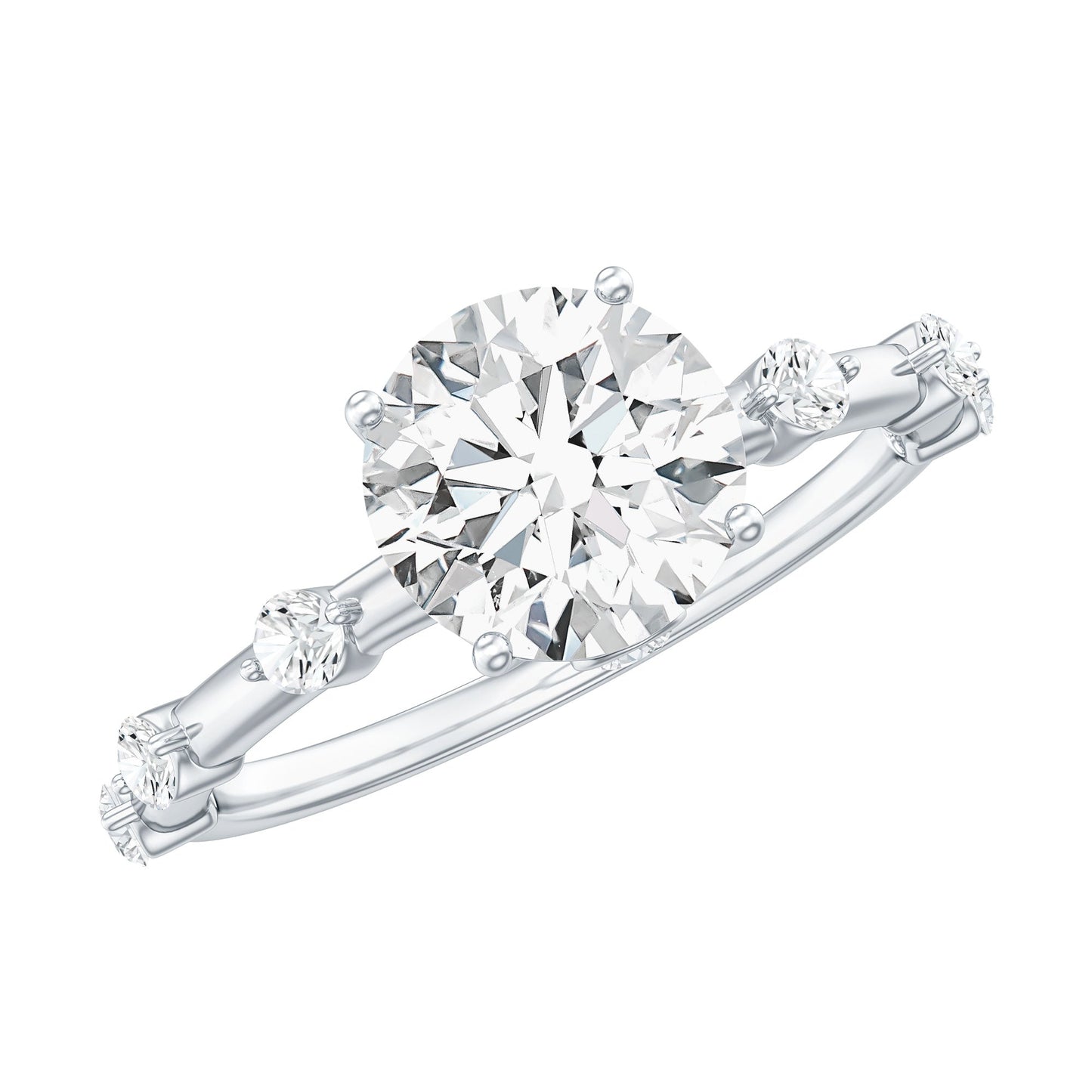 Certified Round Shape Moissanite Solitaire Engagement Ring