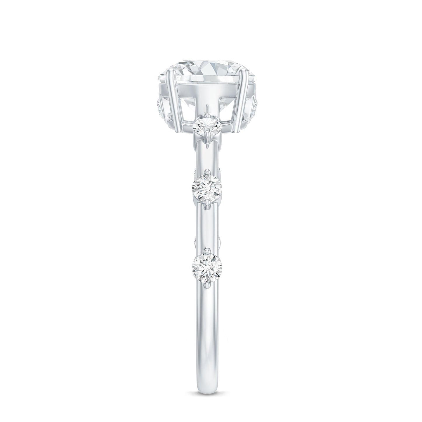 Certified Round Shape Moissanite Solitaire Engagement Ring