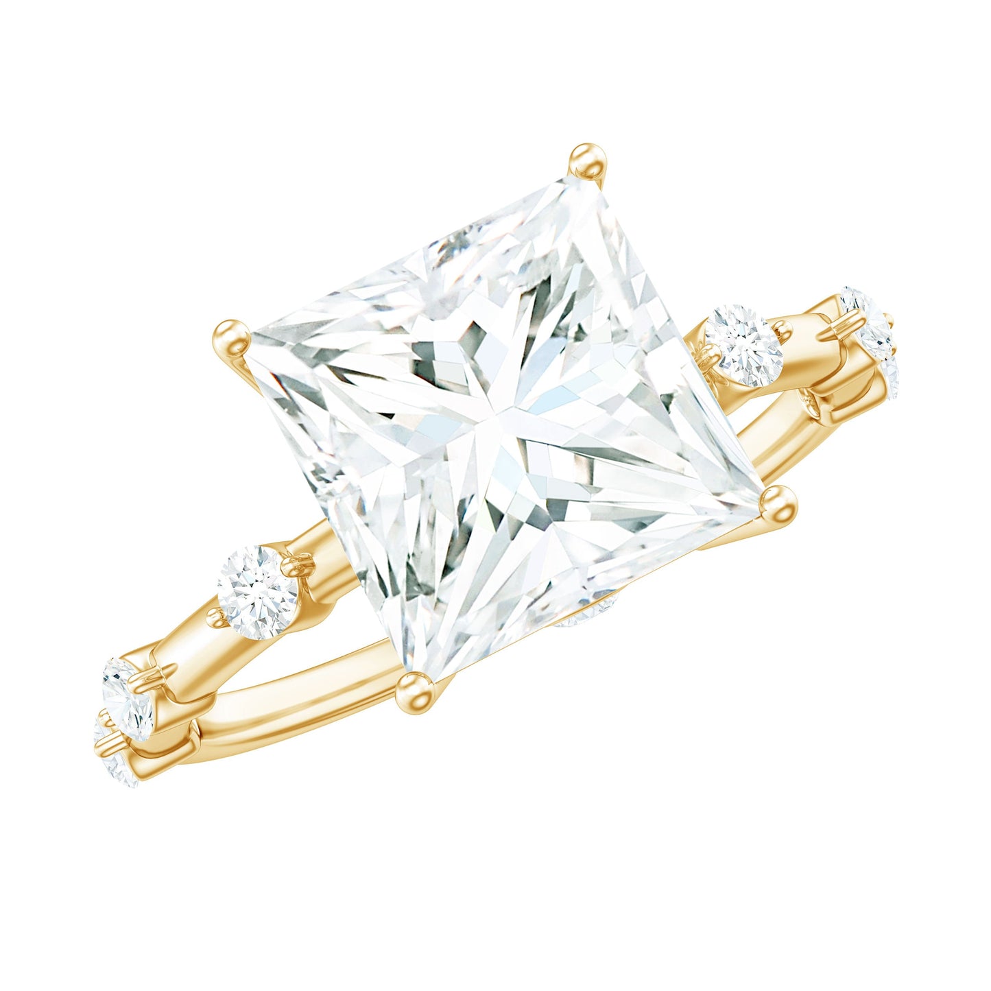 3 Carat Certified Princess Cut Moissanite Solitaire Engagement Ring