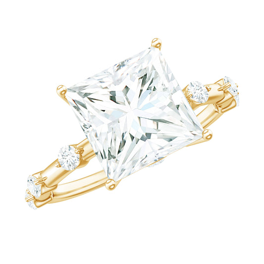 3 Carat Certified Princess Cut Moissanite Solitaire Engagement Ring