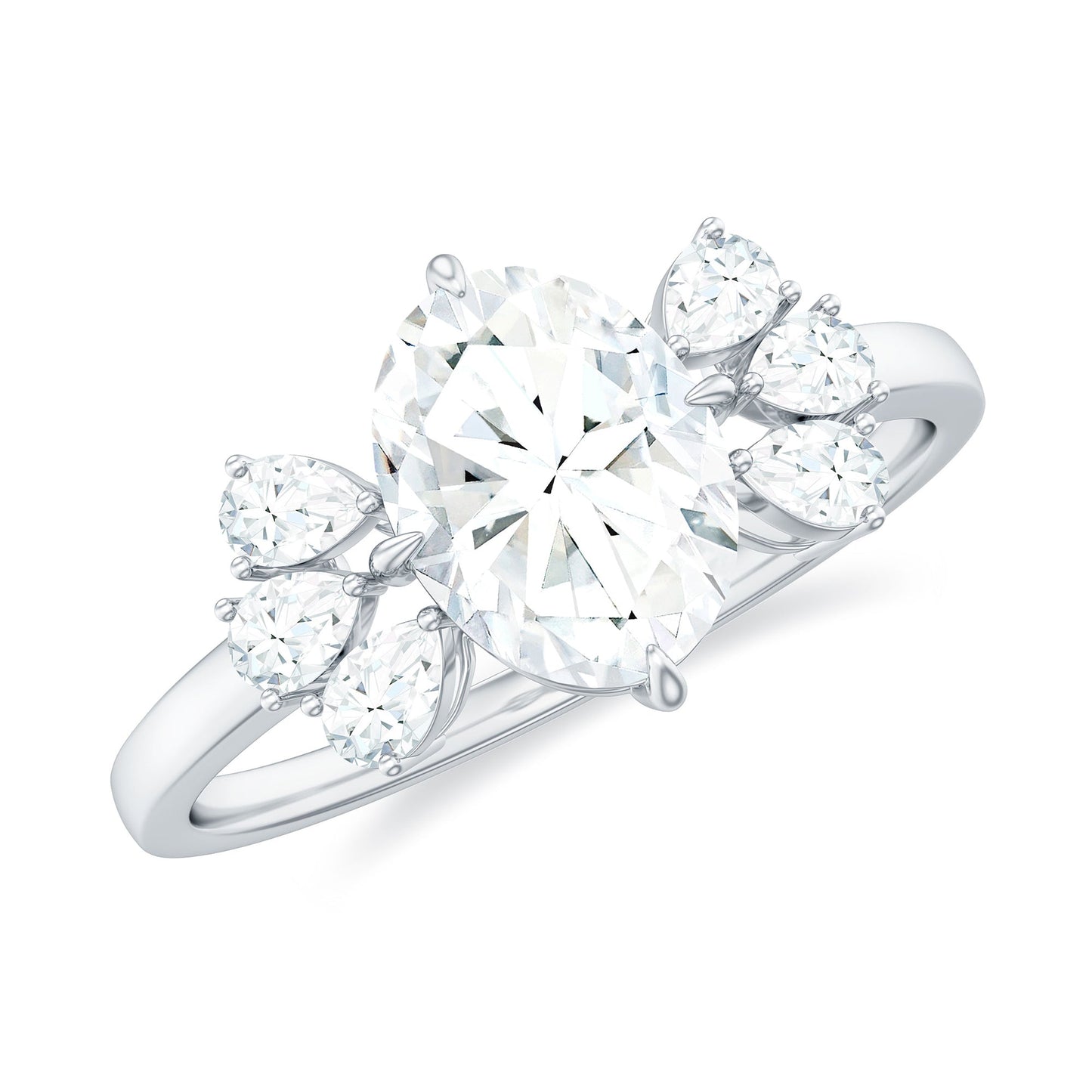 1.2 Carat Oval Cut Moissanite Designer Engagement Ring
