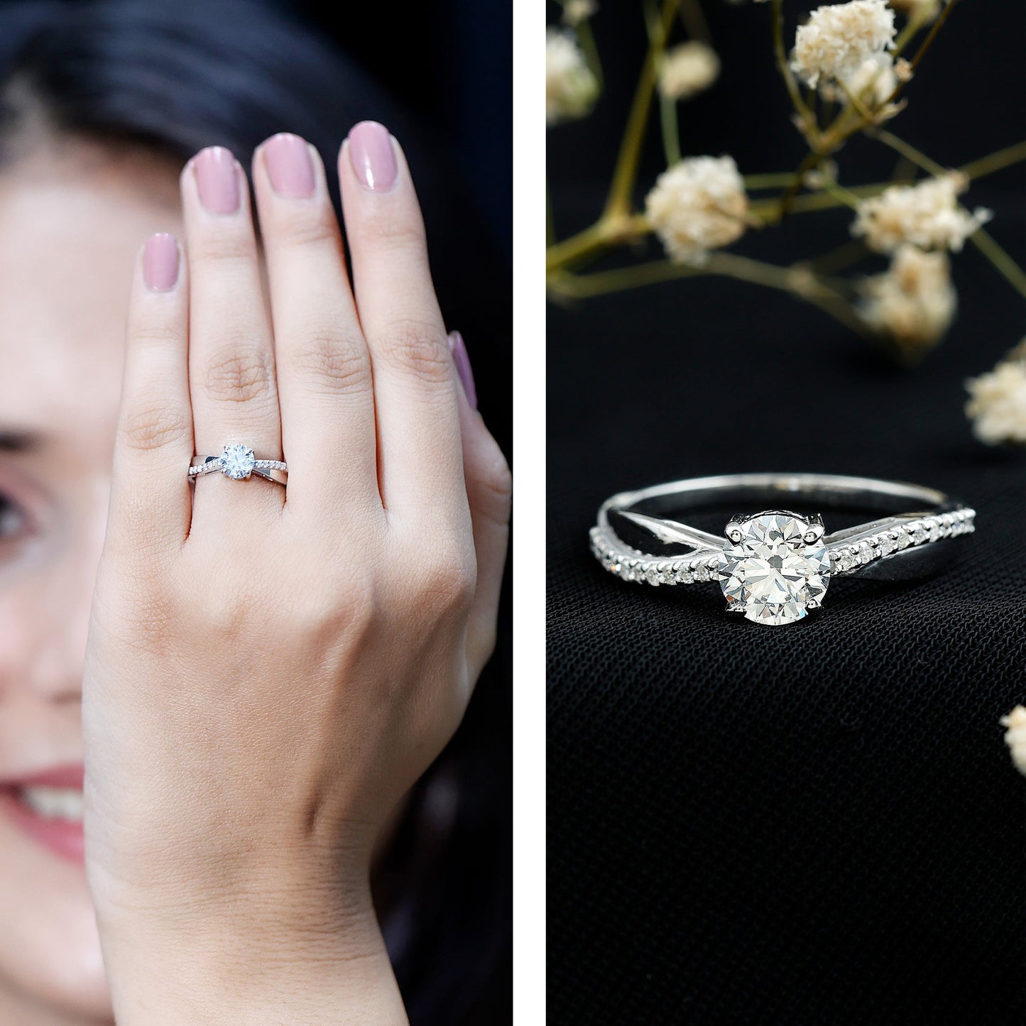 Classic Round Cut Moissanite Solitaire Engagement Ring for Women