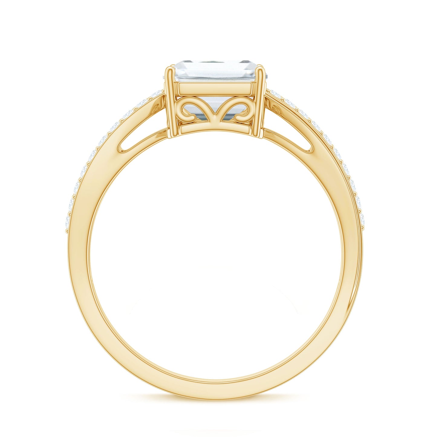 2.8 Carat Emerald Cut Moissanite Solitaire Classic Engagement Ring